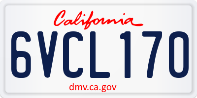 CA license plate 6VCL170