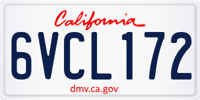 CA license plate 6VCL172