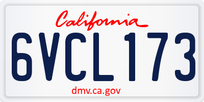 CA license plate 6VCL173