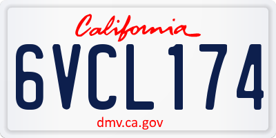 CA license plate 6VCL174