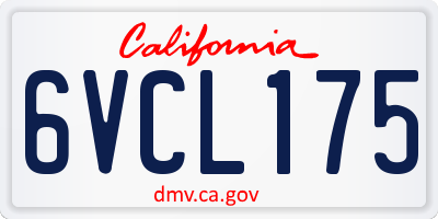 CA license plate 6VCL175