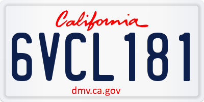 CA license plate 6VCL181
