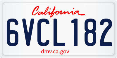 CA license plate 6VCL182