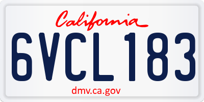 CA license plate 6VCL183