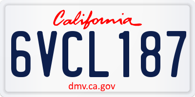 CA license plate 6VCL187