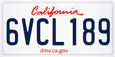 CA license plate 6VCL189