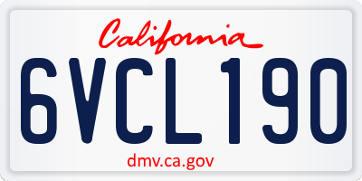 CA license plate 6VCL190