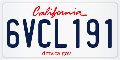 CA license plate 6VCL191