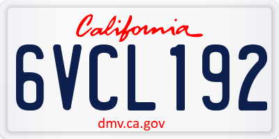 CA license plate 6VCL192