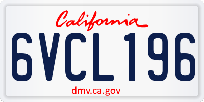 CA license plate 6VCL196