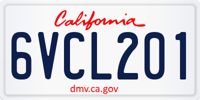 CA license plate 6VCL201