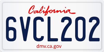 CA license plate 6VCL202