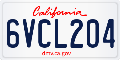 CA license plate 6VCL204