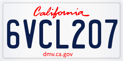 CA license plate 6VCL207