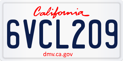 CA license plate 6VCL209