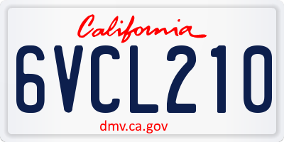 CA license plate 6VCL210