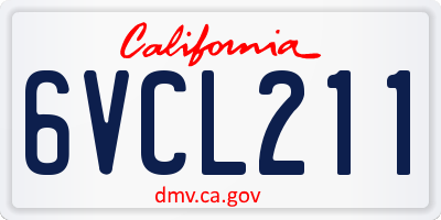 CA license plate 6VCL211