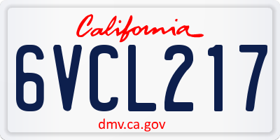 CA license plate 6VCL217
