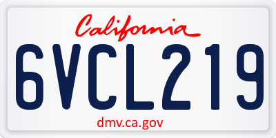 CA license plate 6VCL219