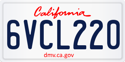 CA license plate 6VCL220
