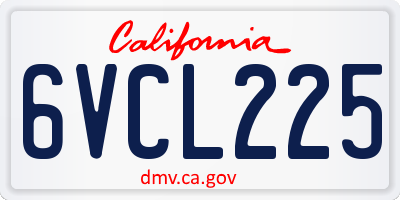 CA license plate 6VCL225