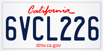 CA license plate 6VCL226