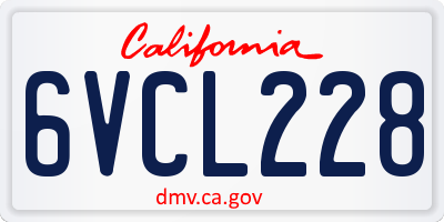CA license plate 6VCL228