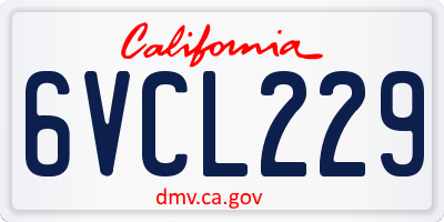 CA license plate 6VCL229