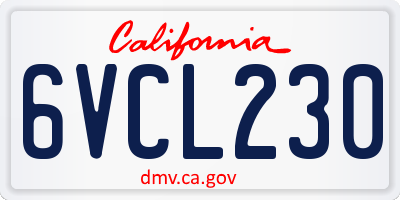 CA license plate 6VCL230