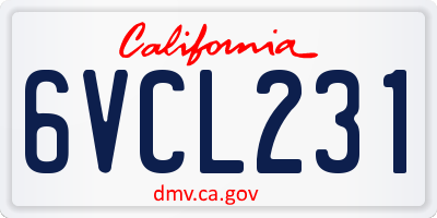 CA license plate 6VCL231