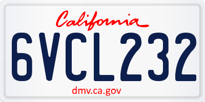 CA license plate 6VCL232