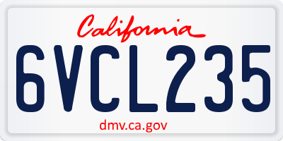 CA license plate 6VCL235