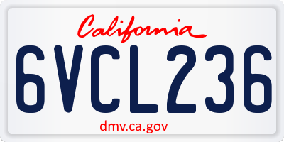 CA license plate 6VCL236