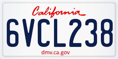 CA license plate 6VCL238