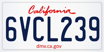 CA license plate 6VCL239