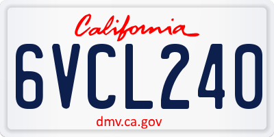 CA license plate 6VCL240