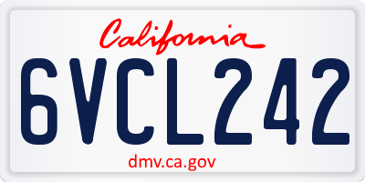 CA license plate 6VCL242