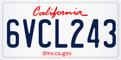CA license plate 6VCL243