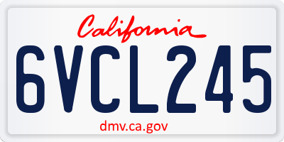 CA license plate 6VCL245