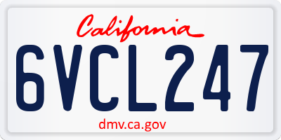 CA license plate 6VCL247