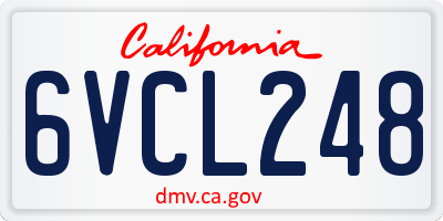 CA license plate 6VCL248