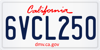 CA license plate 6VCL250