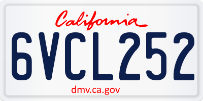 CA license plate 6VCL252