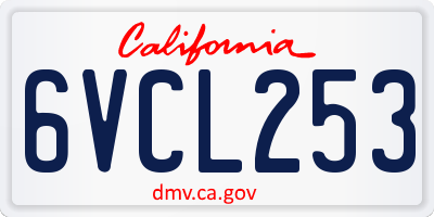 CA license plate 6VCL253