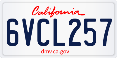 CA license plate 6VCL257