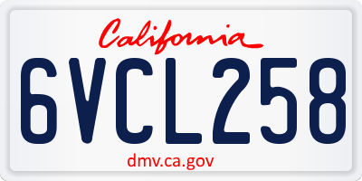 CA license plate 6VCL258