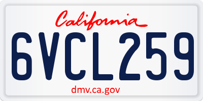 CA license plate 6VCL259