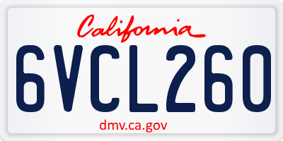 CA license plate 6VCL260
