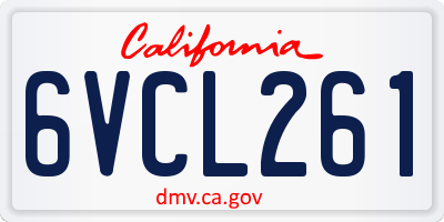 CA license plate 6VCL261