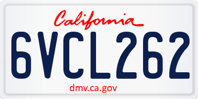 CA license plate 6VCL262